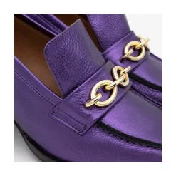 ANGEL ALARCON Terence - Woman Metallized Leather Heeled Mocassin<Vrouwen Last Units