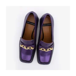 ANGEL ALARCON Terence - Woman Metallized Leather Heeled Mocassin<Vrouwen Last Units