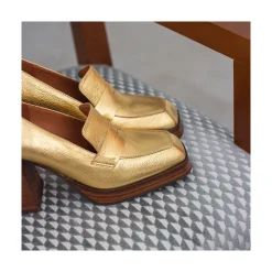ANGEL ALARCON Tular - Women S Chunky Heels & Platforms Metallized Leather Moccasins<Vrouwen Heeled Shoes