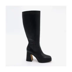 ANGEL ALARCON Yara - Leather Boots With Block Heel And Platform<Vrouwen Heeled Shoes