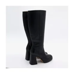ANGEL ALARCON Yara - Leather Boots With Block Heel And Platform<Vrouwen Heeled Shoes
